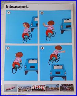 13 Affiches poster Pédagogiques Sécurité Routière (Station Essence Antar 1970)