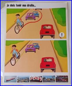 13 Affiches poster Pédagogiques Sécurité Routière (Station Essence Antar 1970)