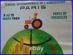 1er salon de l'agriculture 1964 VERSAILLES Affiche Originale agricole tracteur