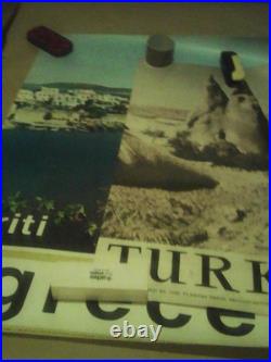 2AFFICHES Anciennes Grèce 1970-70x100cm TURKEY 78x52cm 1950Tourisme Paysages