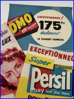 3 Affiches publicitaires. Années 1950. Savon Lux, Omo, Persil. Très bon état