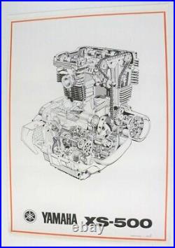 3 X Affiches Moto Yamaha Xs500 Xs 500 Motor Engine Moteur Illustration 1976