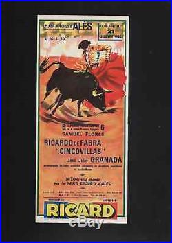 6 affichettes de CORRIDA aux arenes d'Alès 1968 a 1974 RICARD henry couve