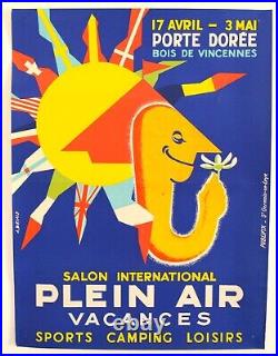 A. Briais Plein Air Vacances Affiche Originale Très Rare C. 1950