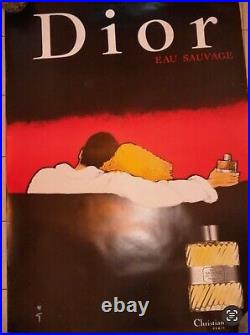 AFFICHE 118 x 175 cm ancienne PARFUM EAU SAUVAGE CHRISTIAN DIOR