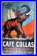 AFFICHE 1927 ORIGINALE LITHO CAFé COLLAS PERLE Cie des INDES TOURS éléphant