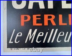 AFFICHE 1927 ORIGINALE LITHO CAFé COLLAS PERLE Cie des INDES TOURS éléphant