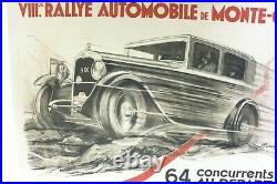 AFFICHE 1929 CITROEN C6 VIIIe RALLYE MONTE-CARLO Pierre LOUYS BUCAREST C4 5HP