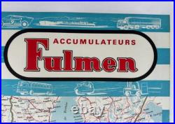 AFFICHE 1958 batterie FULMEN CARTE EUROPE Ford GT 40 Aérotrain BUS MOTO Tracteur