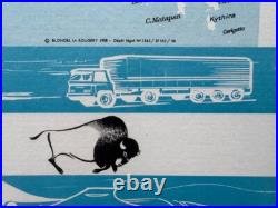 AFFICHE 1958 batterie FULMEN CARTE EUROPE Ford GT 40 Aérotrain BUS MOTO Tracteur