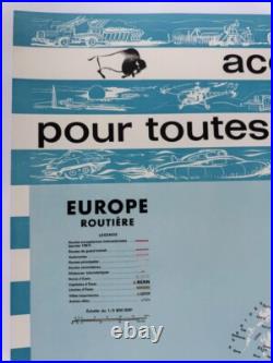 AFFICHE 1958 batterie FULMEN CARTE EUROPE Ford GT 40 Aérotrain BUS MOTO Tracteur