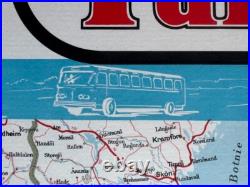 AFFICHE 1958 batterie FULMEN CARTE EUROPE Ford GT 40 Aérotrain BUS MOTO Tracteur