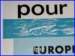 AFFICHE 1958 batterie FULMEN CARTE EUROPE Ford GT 40 Aérotrain BUS MOTO Tracteur
