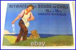 AFFICHE AGRICOLE 1930 NITRATE SOUDE du CHILI AZOTE NITRIQUE LITHO DRAEGER