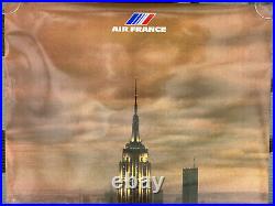 AFFICHE AIR FRANCE/ New York / 1979 / Empire State Building / Twin Towers / RARE