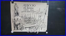 AFFICHE AJACCIO CORSE dessin de GUS années 1960