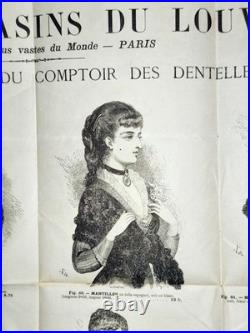 AFFICHE ANCIENNE (1879) Grands Magasins du Louvre Mode & Dentelles