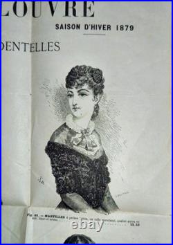 AFFICHE ANCIENNE (1879) Grands Magasins du Louvre Mode & Dentelles