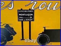 AFFICHE ANCIENNE 1920-30 PNEU CORD BALLON DUNLOP 80 x 30 cm Montluçon CYCLECAR