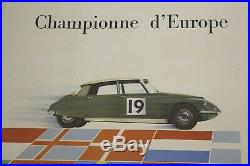 AFFICHE ANCIENNE 1959 CITROEN ID 19 champion Europe Coltelloni DELPIRE DS 21 23