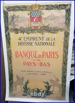 AFFICHE ANCIENNE 4e EMPRUNT DEFENSE NATIONALE BANQUE DE PARIS 1914/18 LAFAYETTE