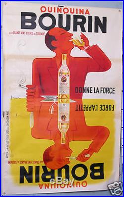AFFICHE ANCIENNE BELLENGER QUINQUINA BOURIN VOUVRAY 1936
