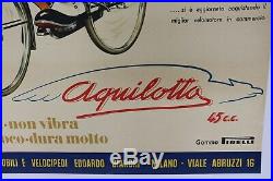 AFFICHE ANCIENNE BIANCHI MILANO 1951 AQUILOTTO auto moto vélo cyclo façon MICH