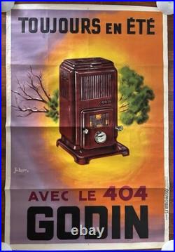 AFFICHE ANCIENNE GODIN Toujours En Été Avec Le 404 1935 BELLENGER
