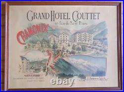 AFFICHE ANCIENNE GRAND HOTEL COUTTET MONT BLANC CHAMONIX vintage travel poster