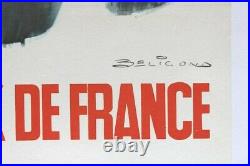 AFFICHE ANCIENNE GRAND PRIX FRANCE CIRCUIT MONTLHERY 5 SEPT 1965 signée BELIGOND