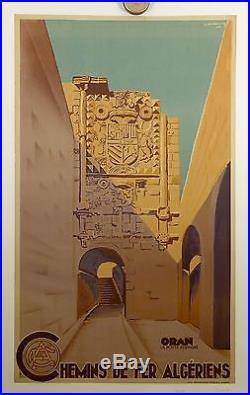 AFFICHE ANCIENNE LITHOGRAPHIQUE ORAN Porte d'Espagne par Koenig 1948