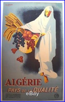 AFFICHE ANCIENNE ORIGINALE ALGERIE PAYS de QUALITE BACONNIER CFA A. L. MERCIER