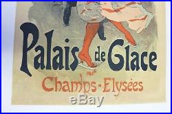 AFFICHE ANCIENNE ORIGINALE CHERET PALAIS de GLACE CHAMPS ELYSEES XIXe litho
