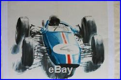 AFFICHE ANCIENNE ORIGINALE GRAND PRIX FRANCE CIRCUIT ALBI 1964 BELIGOND Brabham