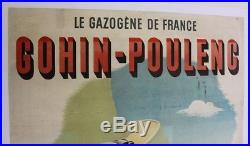 AFFICHE ANCIENNE ORIGINALE LE GAZOGENE DE FRANCE GOHIN POULENC GP gasifier 1930