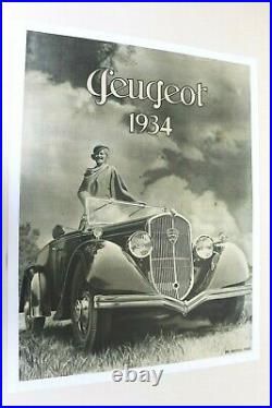 AFFICHE ANCIENNE ORIGINALE PEUGEOT 301 Cabriolet 1934 1932-36 DRAEGER entoilée