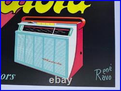 AFFICHE ANCIENNE ORIGINALE RADIOLA RADIO TSF TV Télévision signée René RAVO