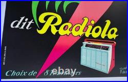 AFFICHE ANCIENNE ORIGINALE RADIOLA RADIO TSF TV Télévision signée René RAVO