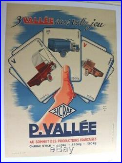 AFFICHE ANCIENNE ORIGINALE SCOOTER TRIPORTEUR Paul VALLEE VESPA LAMBRETTA YDRAL