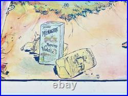 AFFICHE ANCIENNE ORIGINALE par CARL HAY LA LESSIVE DE LA MENAGERE fin XIXème