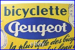 AFFICHE ANCIENNE PEUGEOT bicyclette vélo cycle LOGO IDEM PLAQUE EMAILLEE 1935-40
