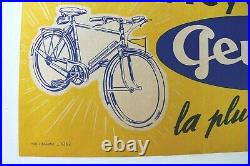 AFFICHE ANCIENNE PEUGEOT bicyclette vélo cycle LOGO IDEM PLAQUE EMAILLEE 1935-40