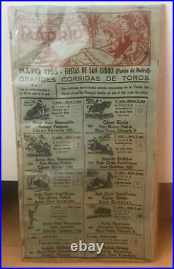 AFFICHE ANCIENNE PLAZA DE TOROS CORRIDA 1955 Madrid Mayo SOIE