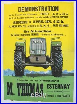 AFFICHE ANCIENNE TRACTEUR Téléguidé FENDT 1971 ESTERNAY MOUERS Marne agricole