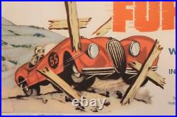 AFFICHE ANCIENNE USA The FAST & The FURIOUS 1954 JAGUAR XK 120 140 150 E PIN UP