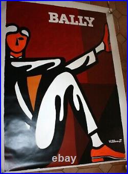AFFICHE ANCIENNE VILLEMOT CHAUSSURES BALLY Homme 160x120 Lithographique Poster