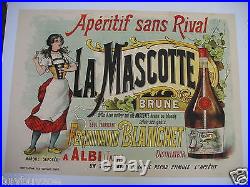 AFFICHE ANCIENNE original poster 1900 LITHO apéritif La MASCOTTE ALBI TARN 81