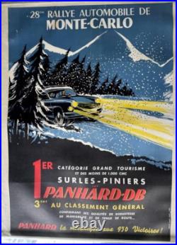 AFFICHE AUTOMOBILE 28 e RALLYE MONTE-CARLO 1959 PANHARD DB 1er GD Tourisme