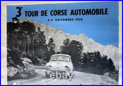 AFFICHE AUTOMOBILE 3e TOUR de CORSE 1958 ALFA-ROMEO DAUPHINE GORDINI coupe DAMES