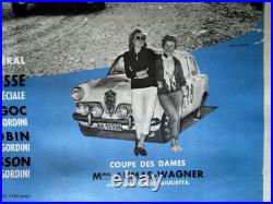 AFFICHE AUTOMOBILE 3e TOUR de CORSE 1958 ALFA-ROMEO DAUPHINE GORDINI coupe DAMES